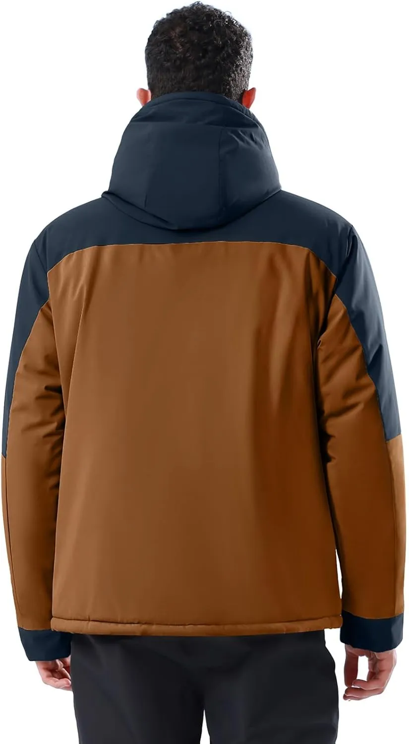 CAMEL CROWN Men's Winter Ski Jacket Mountain Snow Coats Waterproof Detachable Hood Windproof Fleece Rain Jackets