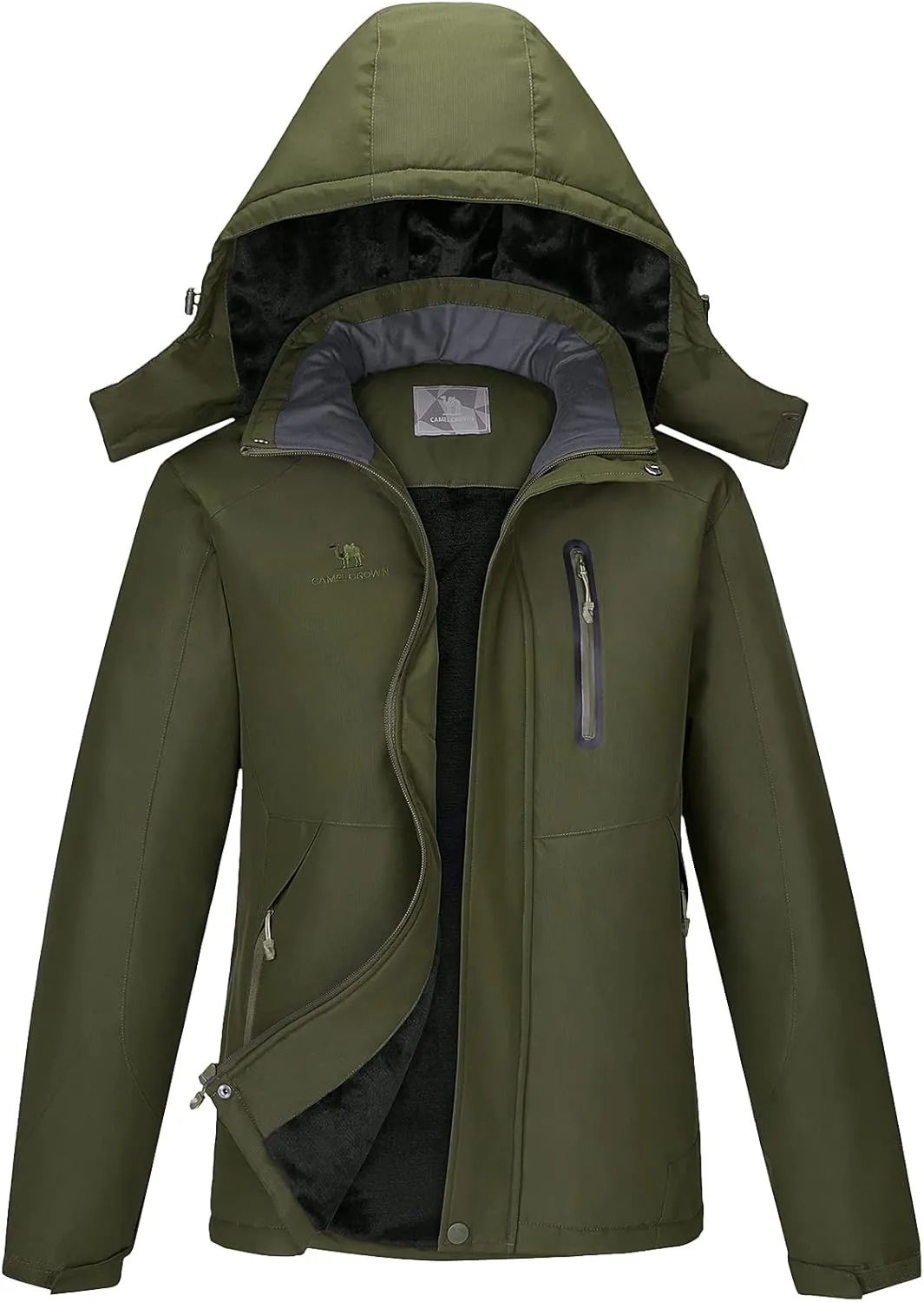 CAMEL Men's Winter Ski Jackets Waterproof Snow Coat with Hood Mountain Windproof Rain Jacket