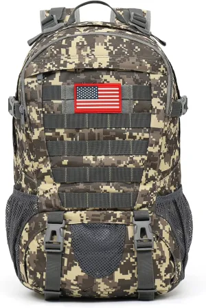 Camo Backpack,Military Tactical Backpack for Men with Flag Patch,30L School Backpack for Outdoor