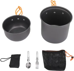 Camping Cookware Kit, Outdoor Cooking Utensils, Aluminum Alloy Camping Pots Portable Picnic Stove Cookware Set for 1-2 People