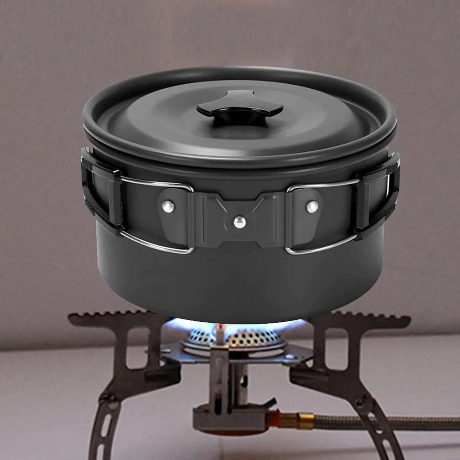 Camping Cookware Portable Pot Pan Cup Teaport Set Folding Outdoor Cooking Set Hiking Picnic Tableware Tool Travel Equipment (Color : A) (C)