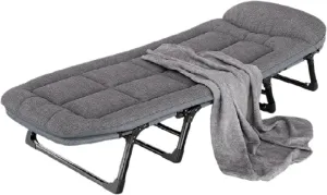 Camping Cots for Adults Queen Size 8-Leg Support, High-Resilience Cotton Filling, Multi-Function Foldable Bed with Storage Bag, Non-Slip Feet, Perfect for Office Nap or Outdoor