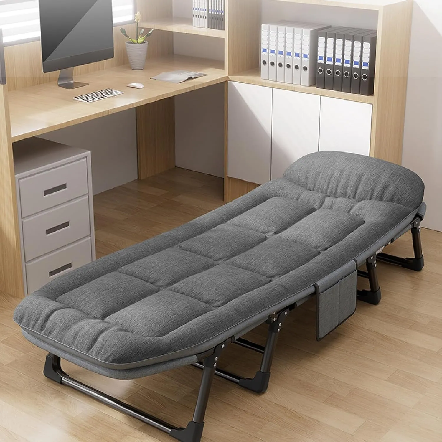 Camping Cots for Adults Queen Size 8-Leg Support, High-Resilience Cotton Filling, Multi-Function Foldable Bed with Storage Bag, Non-Slip Feet, Perfect for Office Nap or Outdoor