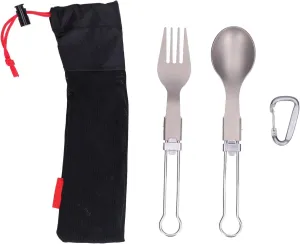 Camping Cutlery Set | Foldable Spoon & Dining Tool for Outdoor/Travel/Hiking | Lightweight Portable Tableware with Clip Hook & Storage Bag | Strong Oxidation - Proof