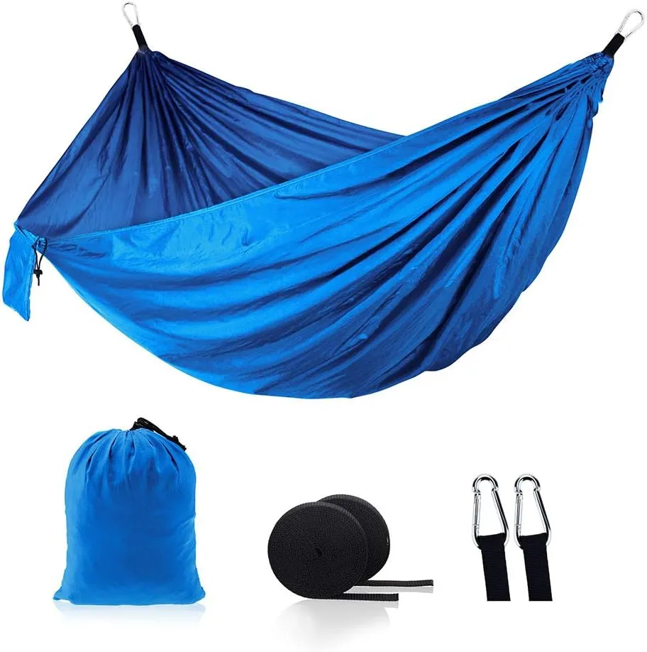 Camping Hammock - Travel Hammock with 2 Tree Straps, Double Hammock, Durable Nylon Parachute Portable Hammock for Outdoor Hiking Backpacking Yard