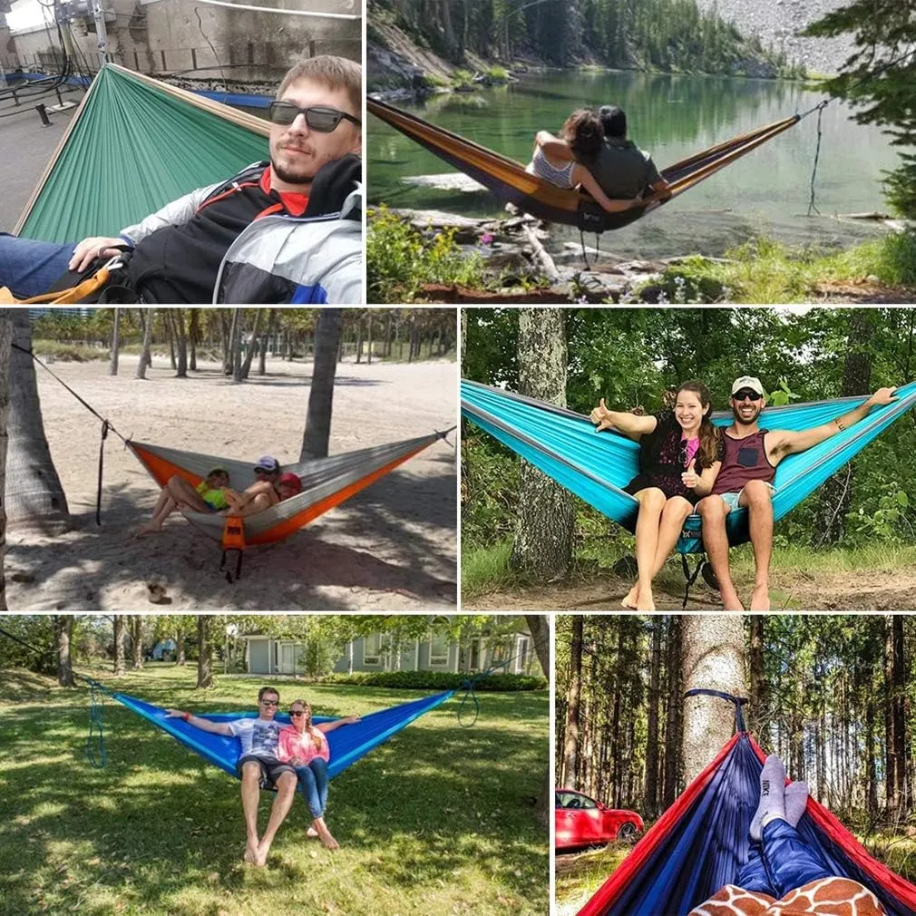 Camping Hammock - Travel Hammock with 2 Tree Straps, Double Hammock, Durable Nylon Parachute Portable Hammock for Outdoor Hiking Backpacking Yard