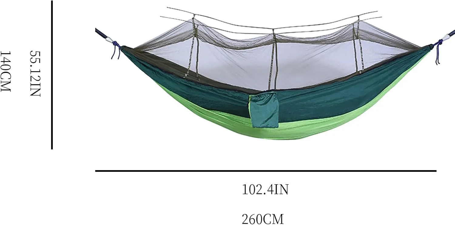 Camping Hammock with Mosquito Net - Ultra Lightweight Durable Double Travel Hammock 210T Parachute Nylon for Outdoor Camping Accessories-Red with Black