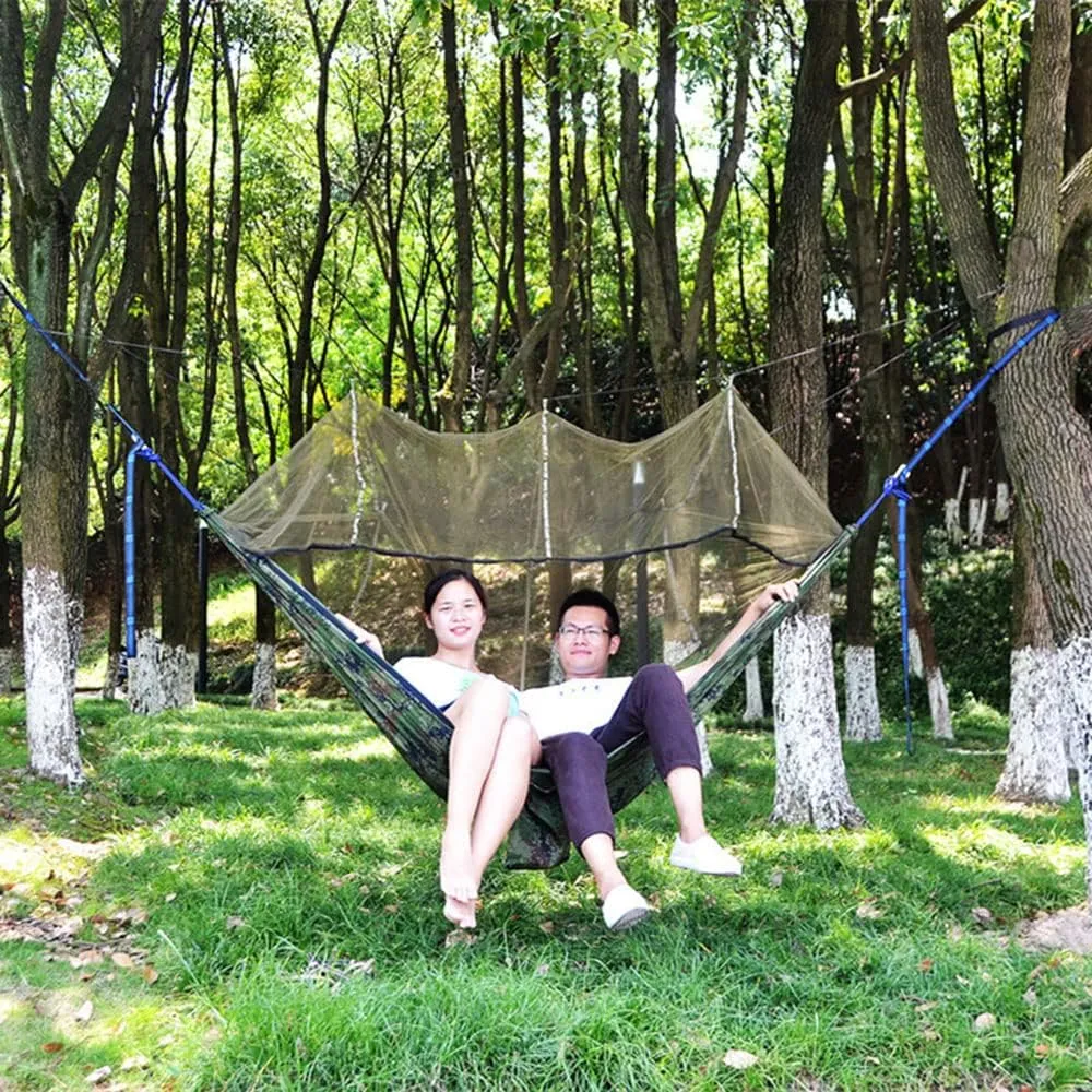 Camping Hammock with Net,Single & Double Tree Hammock Net, Lightweight Nylon Portable Hammock for Outdoor Camping, Lightweight Tree Hammocks (B-Army Green)