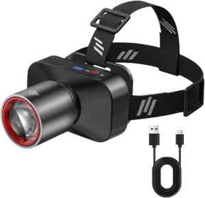 Camping Headlamps - Headlamps for Adults Rechargeable | Adjustable Brightness Ultra Bright Lightweight Waterproof 90 Degree Angle Adjustable Headlight for Backpacking Hunting Hiking Running
