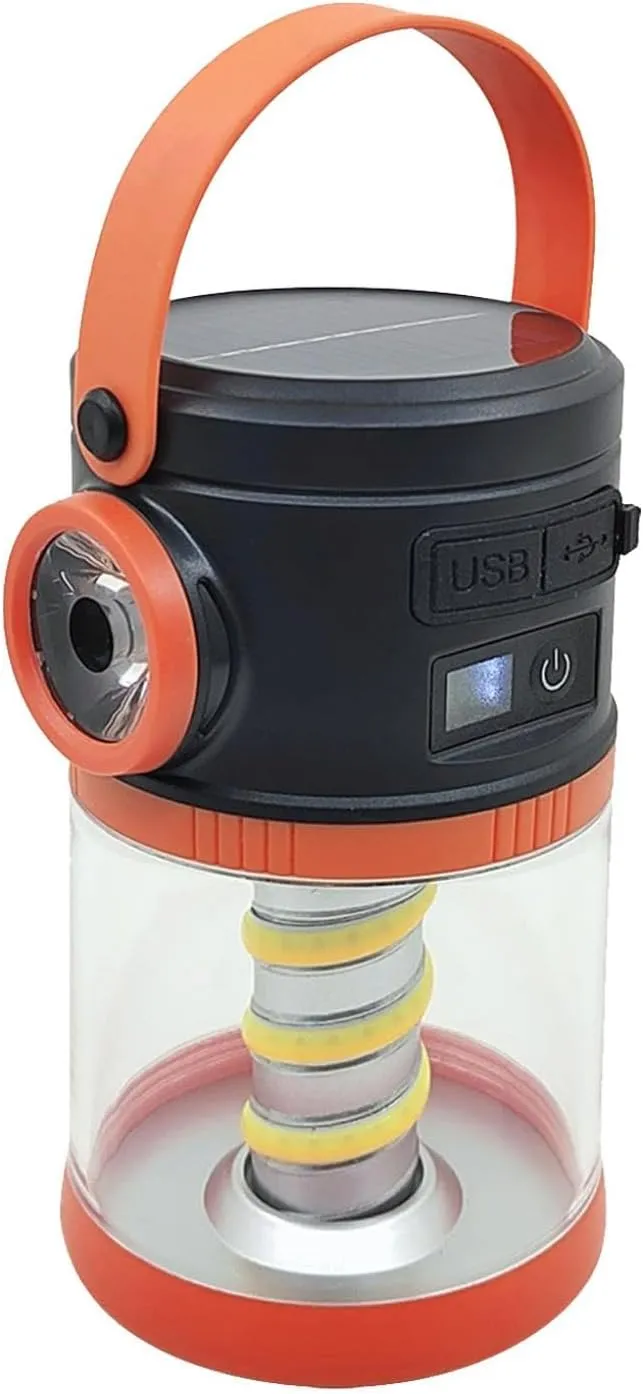 Camping High-Light Lighting Emergency Lantern - Double Light Source Camping Lamp - Digital Power Display Solar Lamp - 2000mah - for Outdoor Adventures and Tent Lighting (Red)
