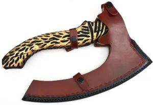Camping Hunting/Viking Steel Multi Purpose Axe, Authentic Medieval Pizza Cutter Axe, Hand Forged Axe, Cutting/Chopping/Slicing Axe, Rocking Gift Axe with Leather Sheath, Viking Gifts