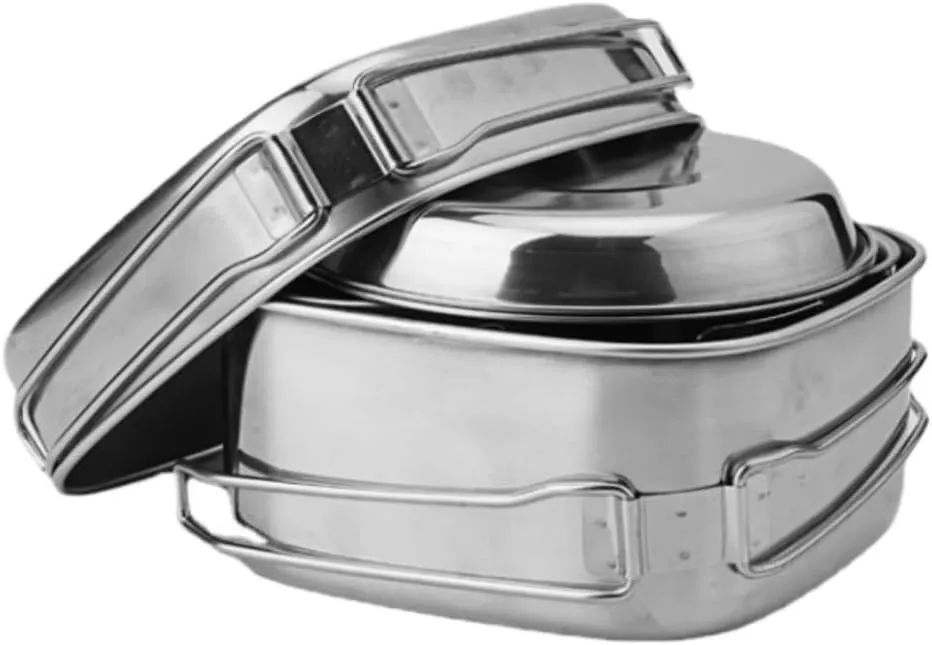 Camping Kitchen Utensil Camping Stainless Steel Outdoor Mountaineering Cooker Camping Portable Storage Picnic Pot Set for Outdoor Cooking