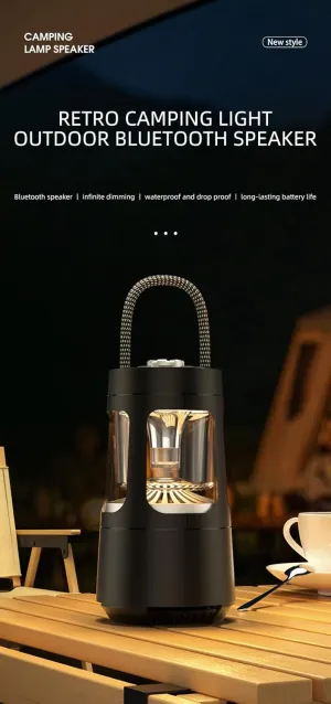 Camping Lantern Lamp Bluetooth Speaker for Hiking Portable,Rechargable Outdoor Table Lamp Dimmable Night Light Kit Waterproof Lamp