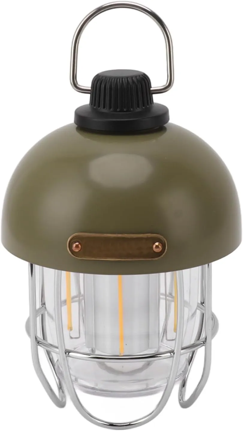 Camping Lantern, Portable Safe LED Camping Light Low Energy Consumption Stepless Dimming IP55 4500 MAh High Capacity Vintage for Hiking (Green)