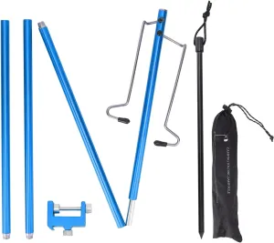 Camping Lantern Stand, Portable Lightweight Aluminum Alloy Lamp Pole for Outdoor Camping, Hiking, Beach, Easy to Use with Adjustable Brackets and Spacers, Includes Storage Bag (Blue)