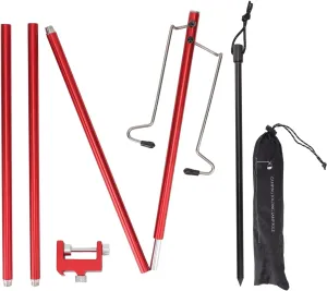 Camping Lantern Stand, Portable Lightweight Aluminum Alloy Lamp Pole for Outdoor Camping, Hiking, Beach, Easy to Use with Adjustable Brackets and Spacers, Includes Storage Bag (Red)
