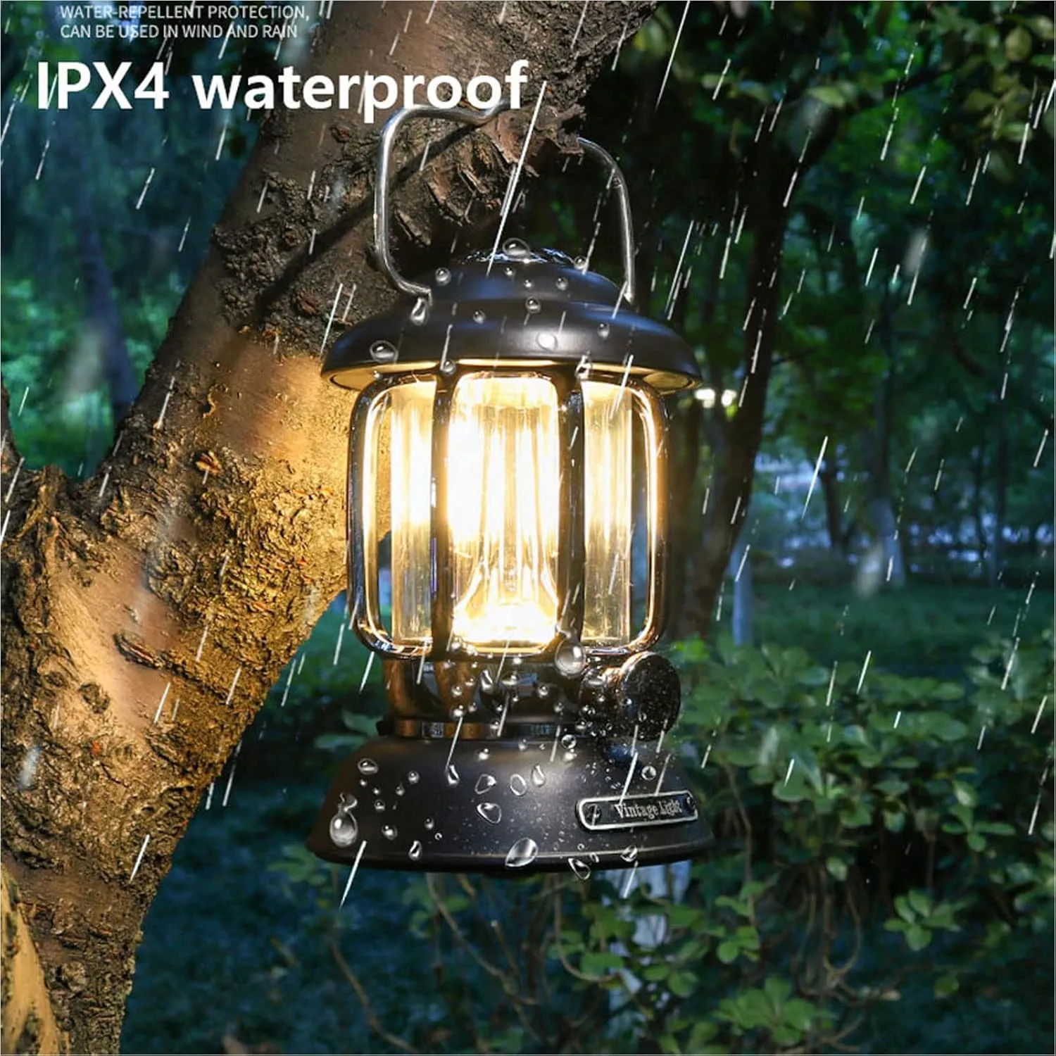 Camping Lantern,LED Camping Lantern, Retro Portable USB Outdoor Hanging Lamp, Light 3 Lighting Modes Dimmable Emergency Light for Hiking Climbing Yard(Beige)