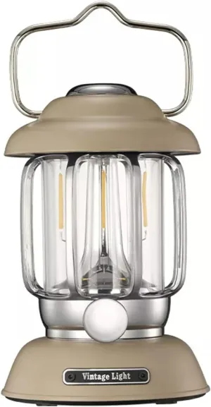 Camping Lantern,LED Camping Lantern, Retro Portable USB Outdoor Hanging Lamp, Light 3 Lighting Modes Dimmable Emergency Light for Hiking Climbing Yard(Beige)