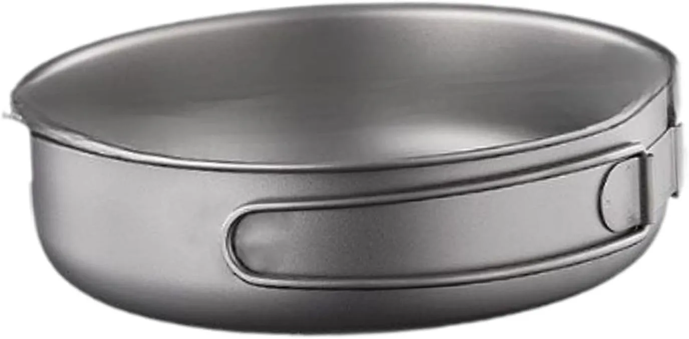 Camping Pan Titanium Cook Pan Lightweight Cooking Equipment Fry Pan Titanium Pan for Hiking Backpack Picnic Trekking Fishing