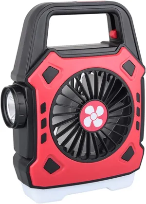 Camping Portable Fan USB Lantern Rechargeable Portable Fan Multifunctional Adjustable Lighting Hanging Design Tent Fan (Red)