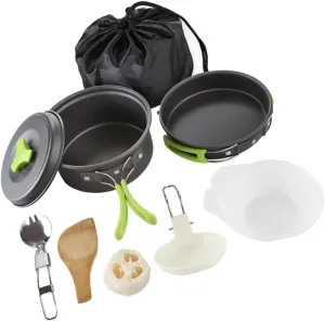Camping Pot Set Collapsible Bowls and Spatula Essential Kitchen Accessories for Outdoor