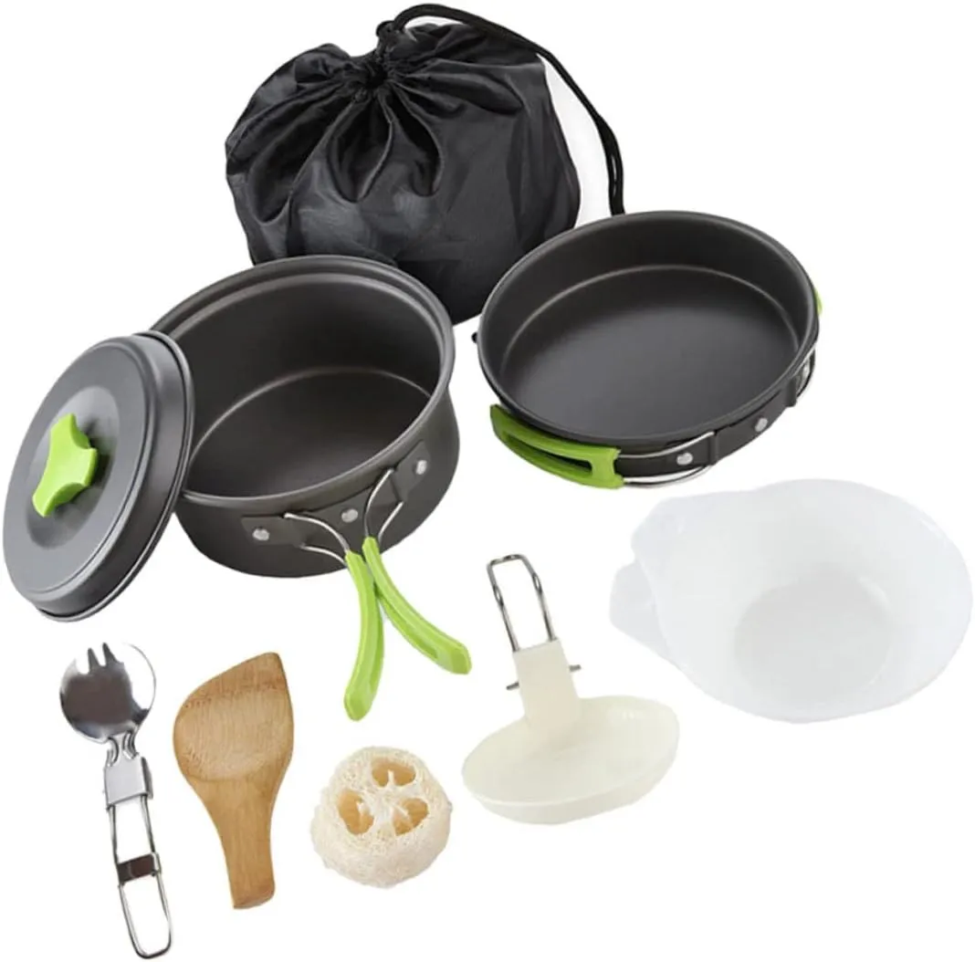Camping Pot Set Collapsible Bowls and Spatula Essential Kitchen Accessories for Outdoor