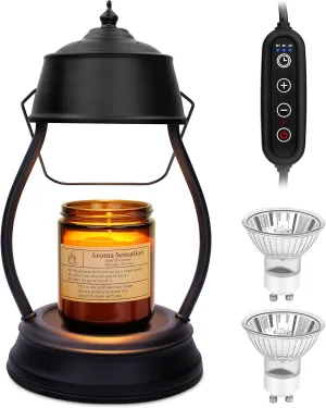 Candle Warmer Lamp, Dimmable Candle Warmer Lantern with Timer, Mothers Day Birthday Gifts for Women Mom, House Warming Gifts, Black Lantern Candle Warmer, Large Candle Lamp for New Home Bedroom Decor