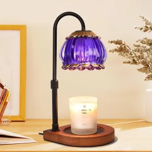 Candle Warmer Lamp with Timer, Adjustable Height Dimmable Candle Warmer Lantern, Gift for Women Glass Shade Electric Jar Candle Warming Light Holders for Home Decoration, Purple