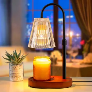 Candle Warmer Lamp with Timer - Electric Candles Wax Warmers Glass Lamps For Jar Candles Burner Adjustable Height and Dimmable Light Modern No Flame Scented Candle Warming Lantern Melter Light 2 Bulbs