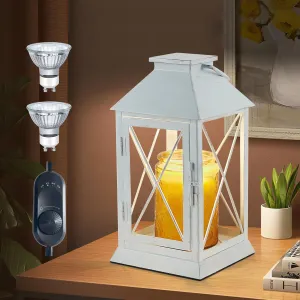 Candle Warmer Lamp,Candle Warmer Lamp with Timer,Candle Warmer Lantern for Jar Candle,Dimmable Candle Lamp Warmer Farmhouse Heat Lamp with 2 Bulbs,Auto Shut Off & Adjustable Brightness-White