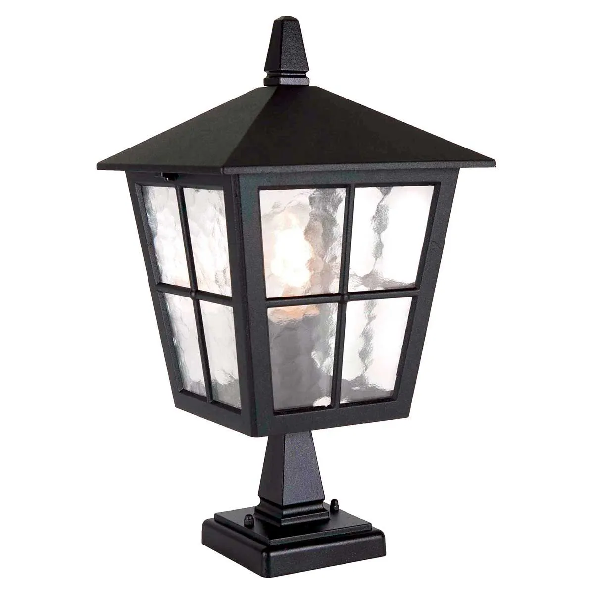 Canterbury 1 Light Pedestal Lantern | Black