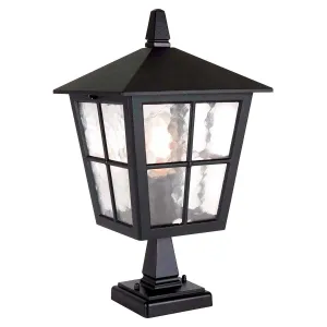 Canterbury 1 Light Pedestal Lantern | Black