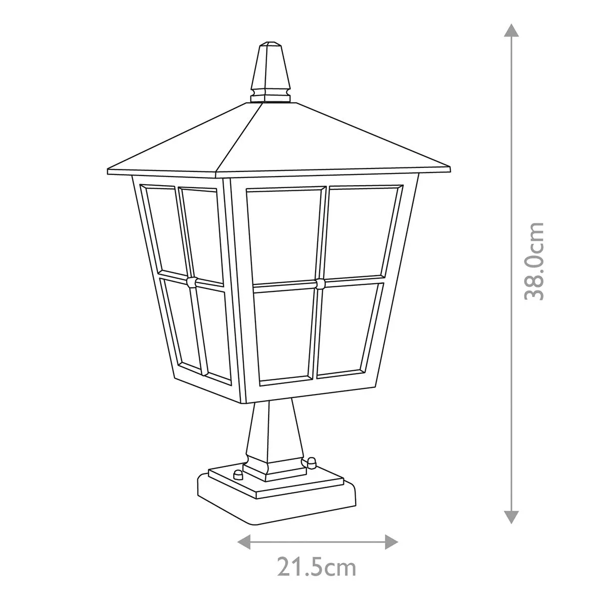 Canterbury 1 Light Pedestal Lantern | Black