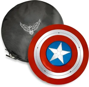 Captain Round America Shield With Bag - 12" Medieval Warrior Mild Steel Round Captain Shield - Metal Replica Halloween Medieval Armor Cosplay Shield - Red Rustic Vintage Home Decor Gifts Theater Play America Shield