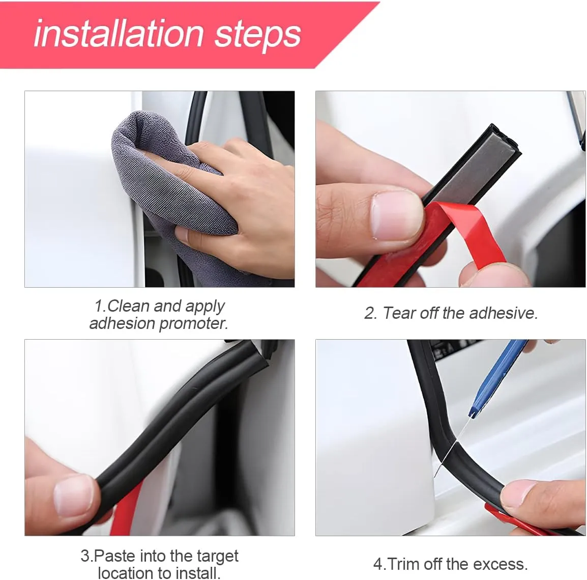 Car Edge Protector Strip, Automotive Door Rubber Soundproofing Weatherstrip B Shape Edge Trim Protection Seal Strip Suitable for Most Cars,Boats,Trucks,RVs (52.5FT)