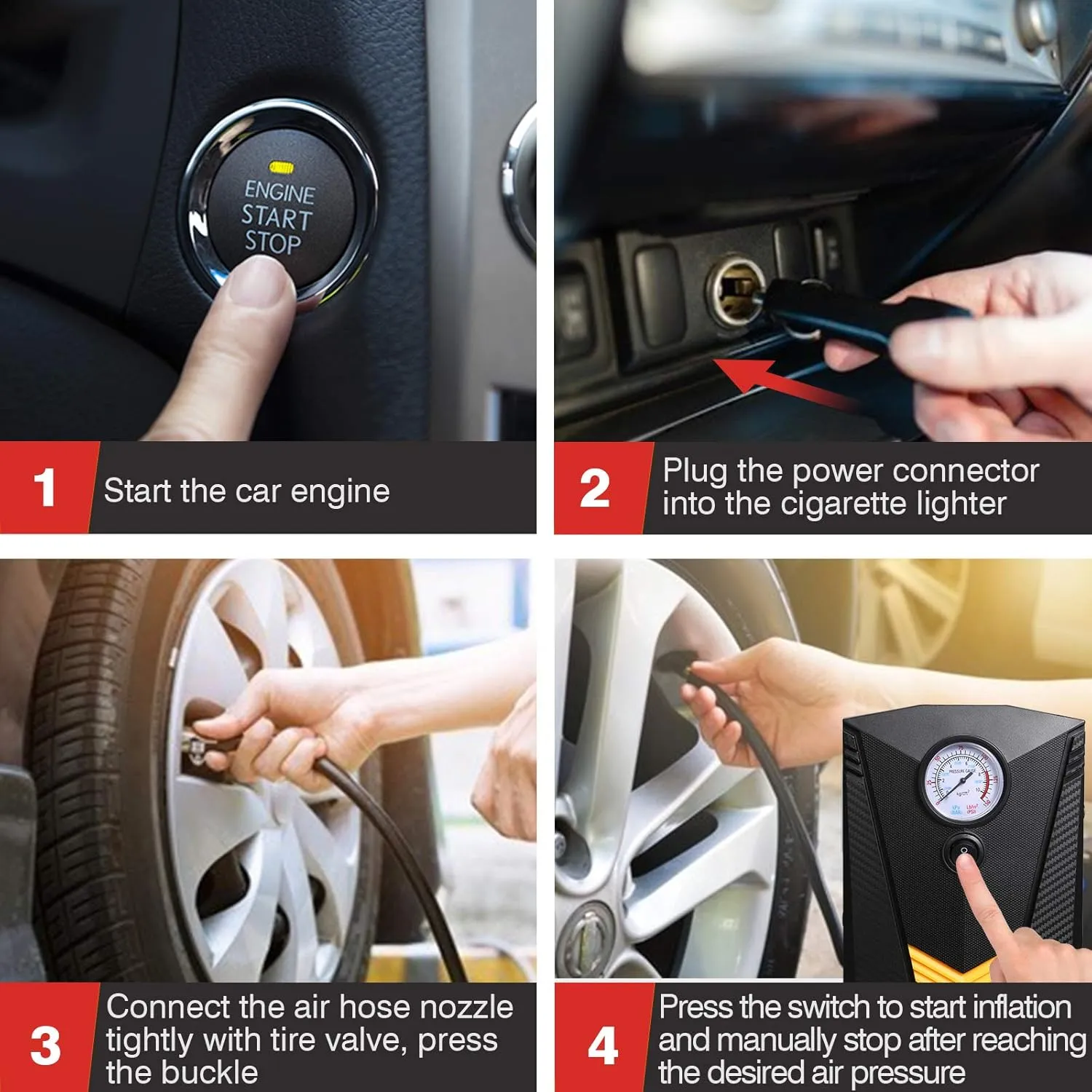 Car Roadside Emergency Kit, Vehicle Truck Safety Road Side Assistance Kits Auto Accessory, with Jumper Cables, Portable Air Compressor, etc