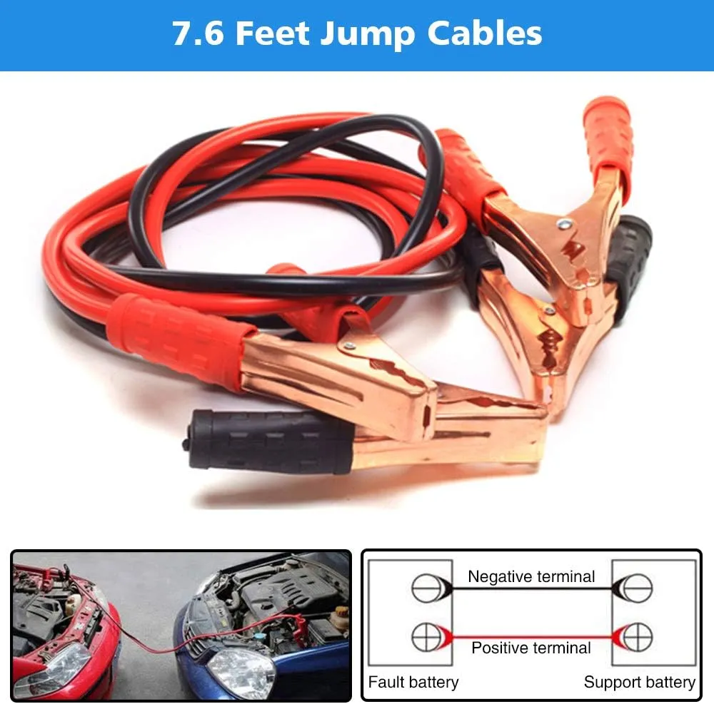 Car Roadside Emergency Kit, Vehicle Truck Safety Road Side Assistance Kits Auto Accessory, with Jumper Cables, Portable Air Compressor, etc