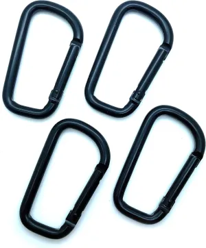 Carabiner Clip 12 Pack – 3 Inch Black Aluminum D Shape Keychain Clip with Spring Snap Hook – Lightweight Buckle for Keys, Bags, Outdoor Use