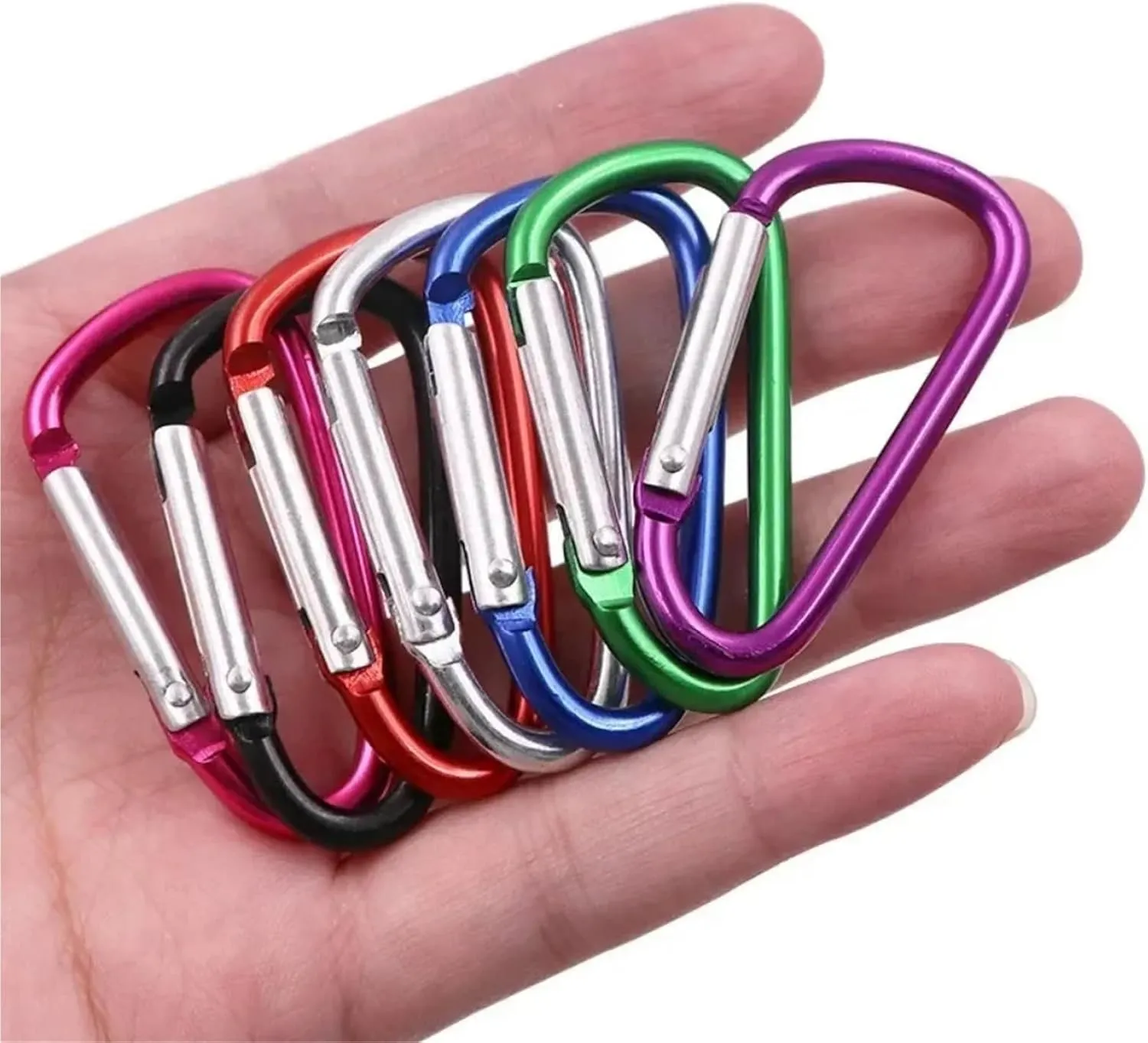 Carabiner Clips 10/20pcs D Shape Color Carabiners Aluminum Alloy Carabiner Spring Hook Outdoor Backpack Camping Hooks(20pcs D Mixed)