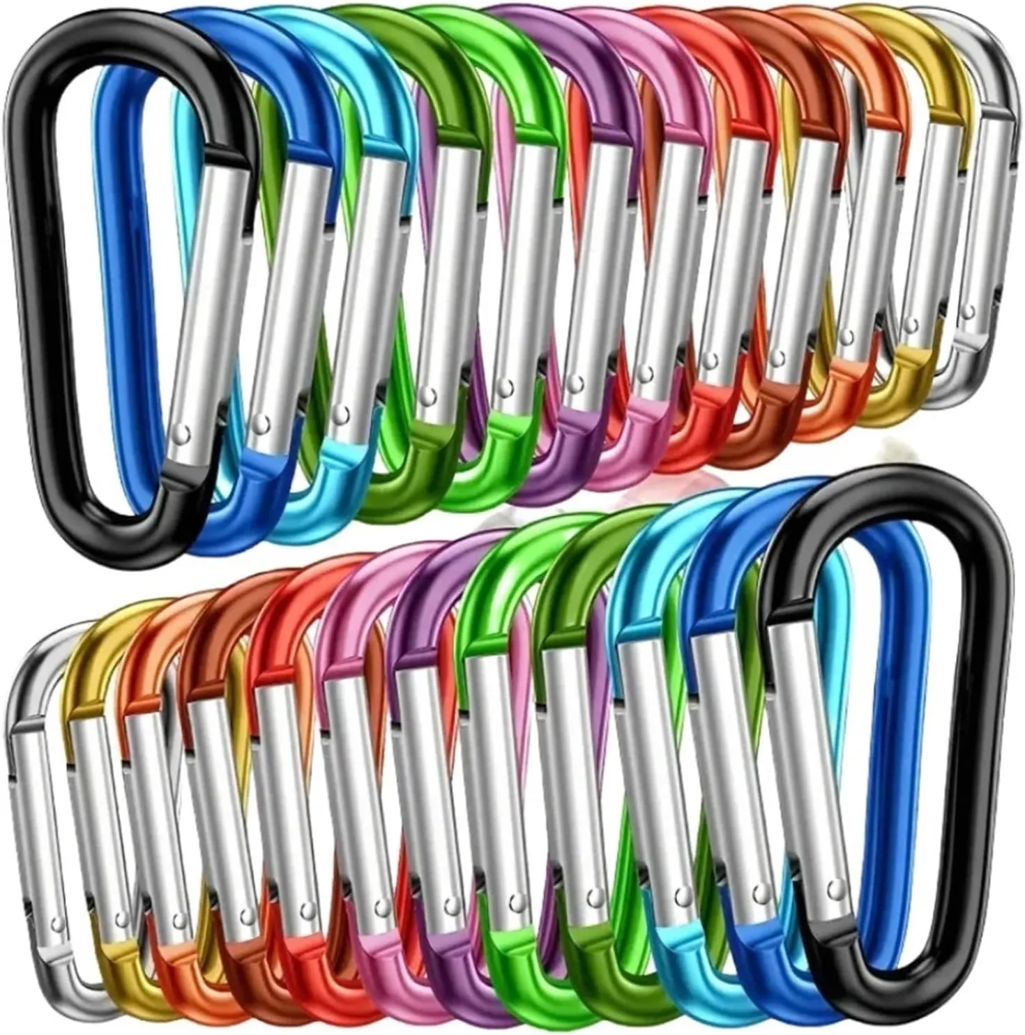 Carabiner Clips 10/20pcs D Shape Color Carabiners Aluminum Alloy Carabiner Spring Hook Outdoor Backpack Camping Hooks(20pcs D Mixed)
