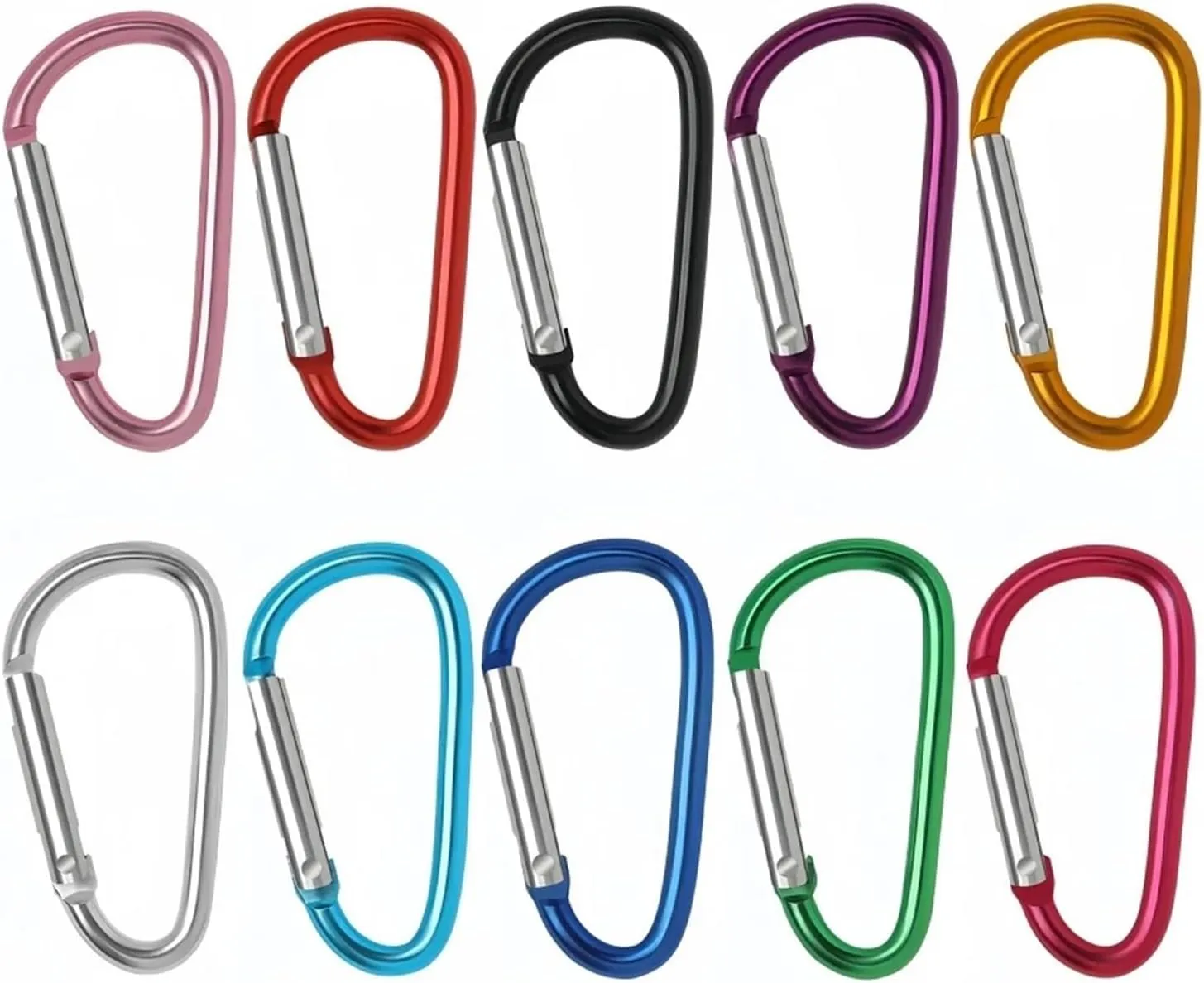 Carabiner Clips 10/20pcs D Shape Color Carabiners Aluminum Alloy Carabiner Spring Hook Outdoor Backpack Camping Hooks(20pcs D Mixed)