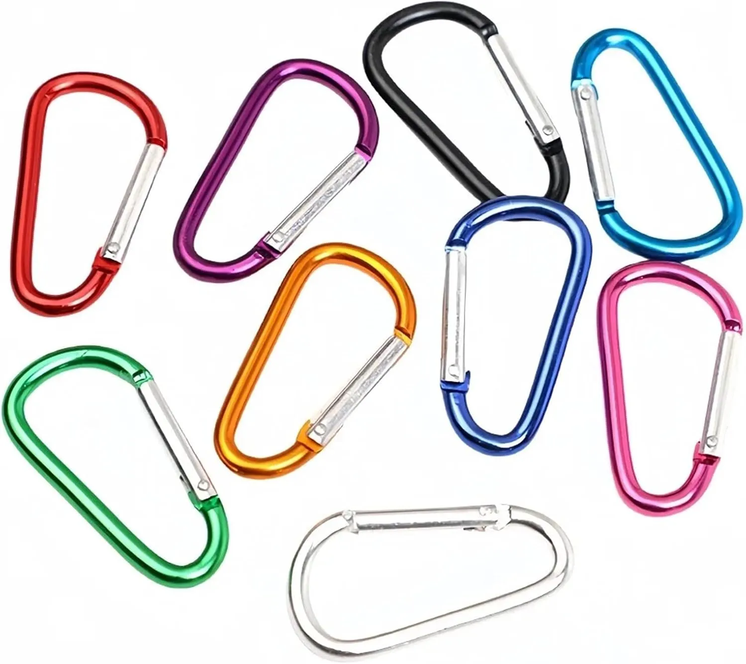 Carabiner Clips 10/20pcs D Shape Color Carabiners Aluminum Alloy Carabiner Spring Hook Outdoor Backpack Camping Hooks(20pcs D Mixed)
