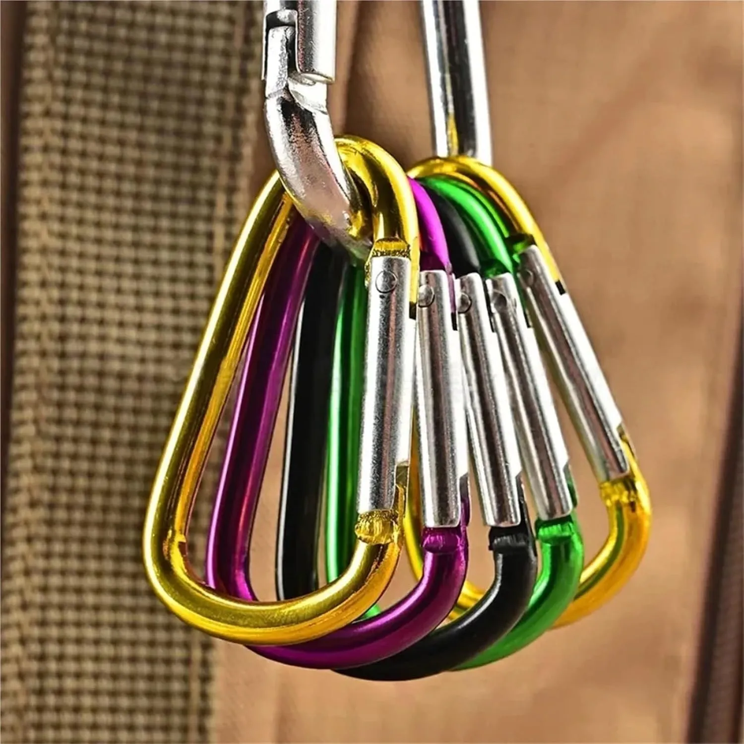 Carabiner Clips 10/20pcs D Shape Color Carabiners Aluminum Alloy Carabiner Spring Hook Outdoor Backpack Camping Hooks(20pcs D Mixed)