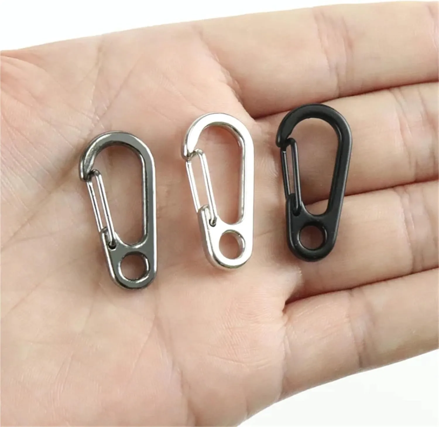 Carabiner Clips 10pcs/Set Small Carabiner Clip with Keyrings 32mm Aluminum Carabiner Keyring Clip(Silver with Ring)