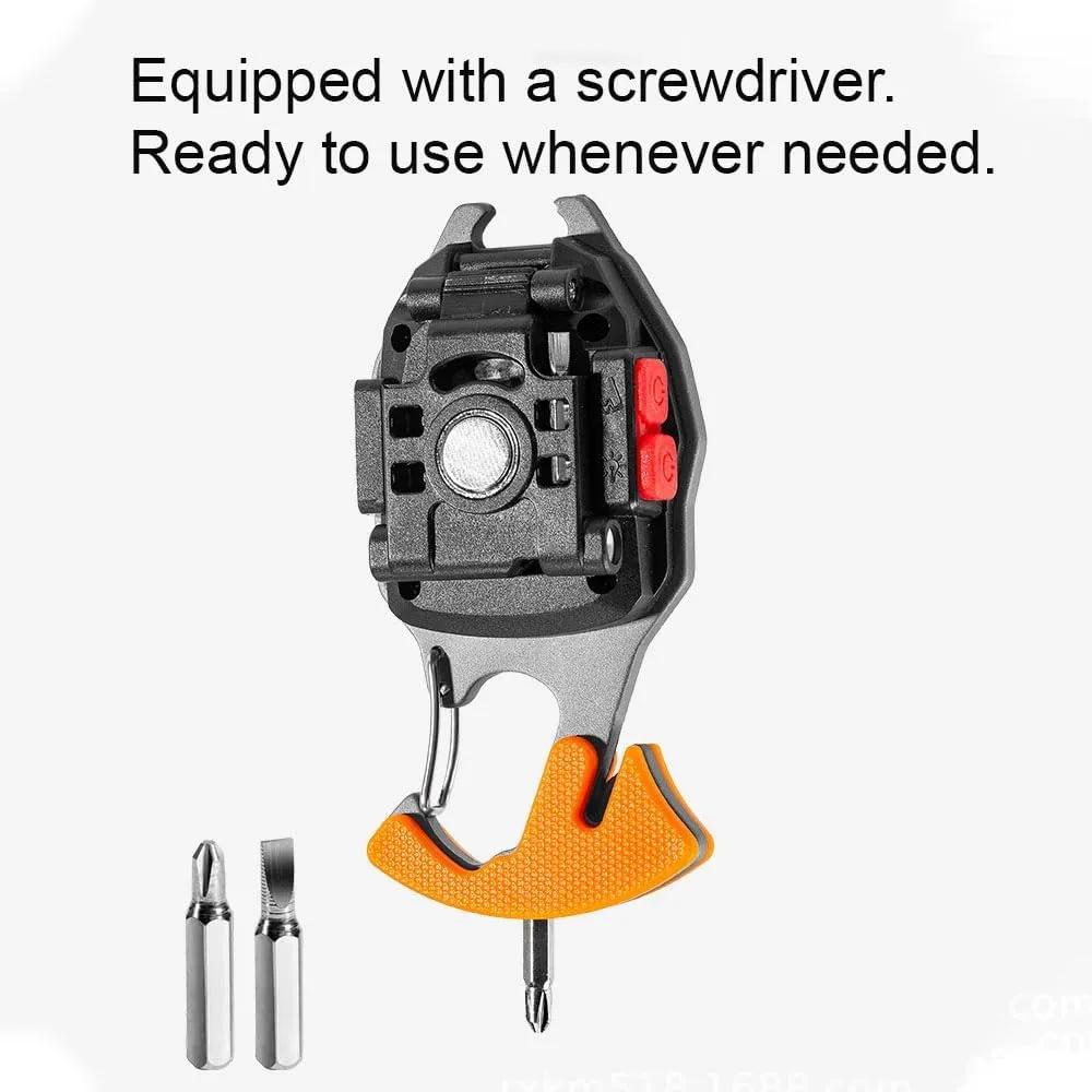 Carabiner Flashlight Tool, Carabiner Multi-Function Tool Flashlight Keychain,3-Color Beam,Comes with Electric Lighter, Bottle Opener, Screwdriver, Whistle