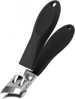 Carat Nail Clippers, Wide Jaw Opening Anti-Splash Slanted Nail Clipper for Thick Nails (Black,1pcs)