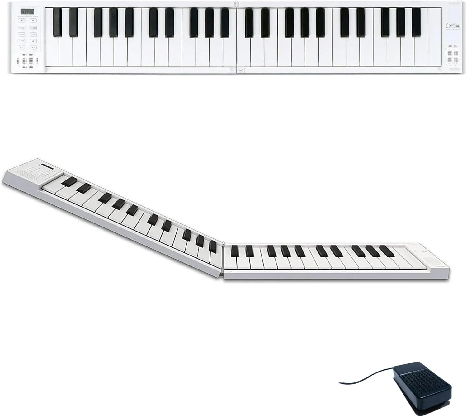 Carry-on Folding Piano 49 Touch - Ultra-Portable Piano with 128 Voices, USB and Bluetooth MIDI Connectivity - Portable Piano keyboard for Travel Suitable for Practice and Performances - White