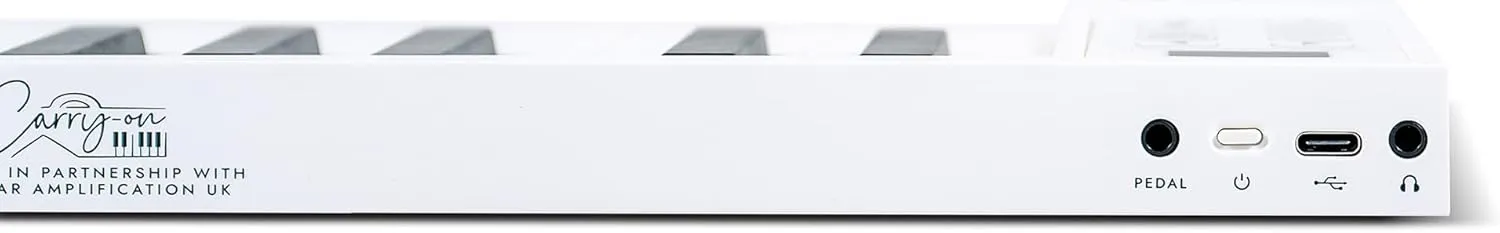 Carry-on Folding Piano 49 Touch - Ultra-Portable Piano with 128 Voices, USB and Bluetooth MIDI Connectivity - Portable Piano keyboard for Travel Suitable for Practice and Performances - White