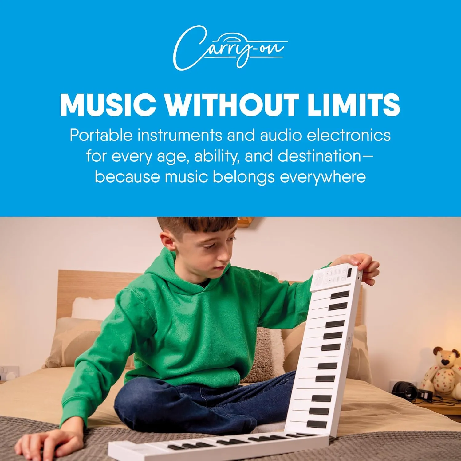 Carry-on Folding Piano 49 Touch - Ultra-Portable Piano with 128 Voices, USB and Bluetooth MIDI Connectivity - Portable Piano keyboard for Travel Suitable for Practice and Performances - White