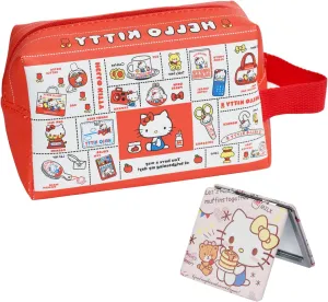 Cartoon Kitty Travel Cosmetic Bag, Large Capacity Cartoon Cosmetic Pouch Makeup Bag with Zipper, PU Travel Toiletry Bag Makeup Accessories Organizer, Foldable Storage Bag Makeup Pouch for Girls Women